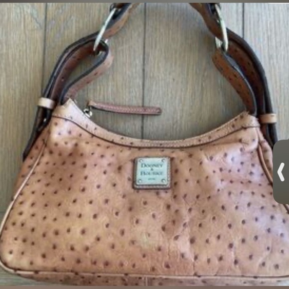 Dooney & Bourke Ostrich-Embossed Tan Shoulder Bag - Picture 1 of 8